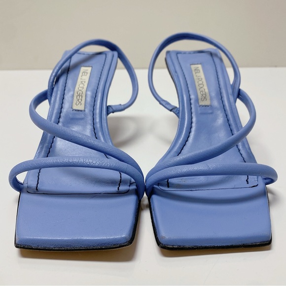 Neil J. Rodgers Janel Blue Italian Nappa Leather Kitten Heel Sandals 55mm Italy - Picture 4 of 11